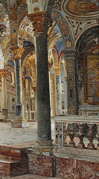 Cappella Palatina In Palermo, Sicily Oil Painting by Josef Theodor Hansen