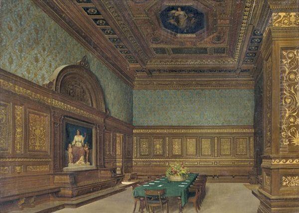 Der Prasidenten-saal Im Stockholmer Schloss Oil Painting by Josef Theodor Hansen