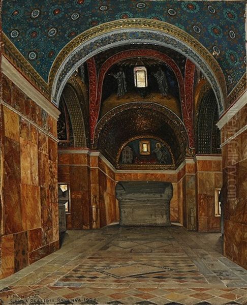 The Mausoleum Of Galla Placidia In Ravenna Oil Painting by Josef Theodor Hansen