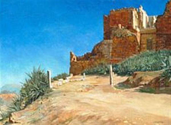 View From Acropolis In Athens Oil Painting by Josef Theodor Hansen