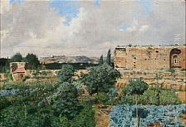 View Of Monte Pincio To Monte Mario, Rome Oil Painting by Josef Theodor Hansen