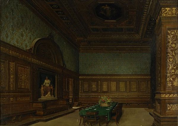 Interior Oil Painting by Josef Theodor Hansen