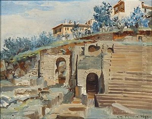 Ancient Ruins In Fiesole Oil Painting by Josef Theodor Hansen