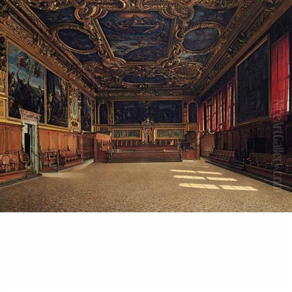 Sala Del Senato, Palazzo Ducale, Venezia Oil Painting by Josef Theodor Hansen