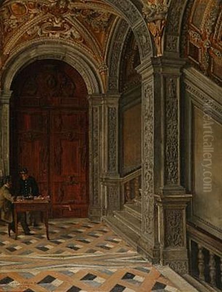 Interior Of Scala D'oro In Palazzo Ducale, Venice by Josef Theodor Hansen