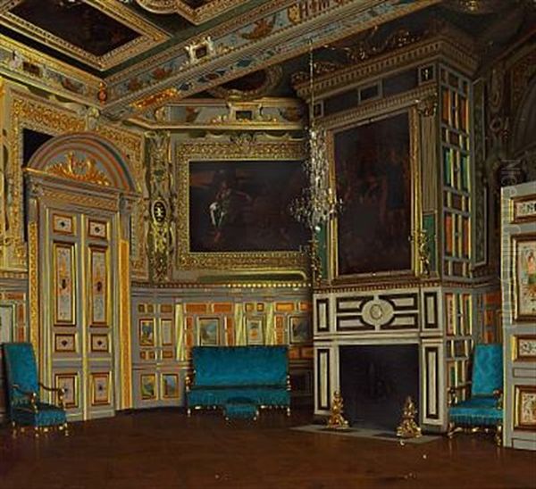 A Salon Louis Xiii In The Chateau Fontainebleau Oil Painting by Josef Theodor Hansen