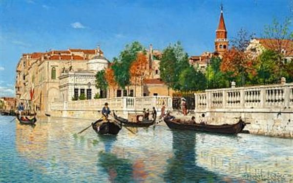 View Of Giardino Reale In Venice Oil Painting by Josef Theodor Hansen