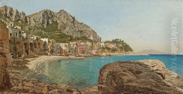 Capri (+ Chiogga; 2 Works) Oil Painting by Josef Theodor Hansen