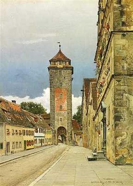 Spitaltor I Rothenburg Oil Painting by Josef Theodor Hansen