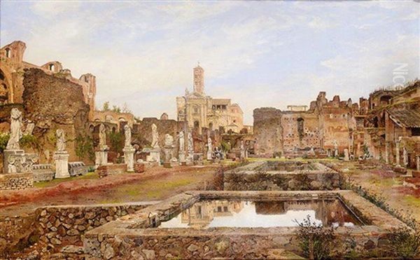 Vestalindernes Hus, Rom (house Of The Vestal Virgins, Rome) Oil Painting by Josef Theodor Hansen