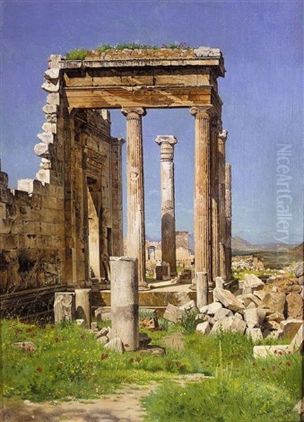 Akropolis, Athen (acropolis, Athens) Oil Painting by Josef Theodor Hansen