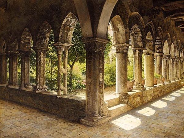 Klostergaard, Cefalu (the Cloisters, Cefalu, Sicily) Oil Painting by Josef Theodor Hansen