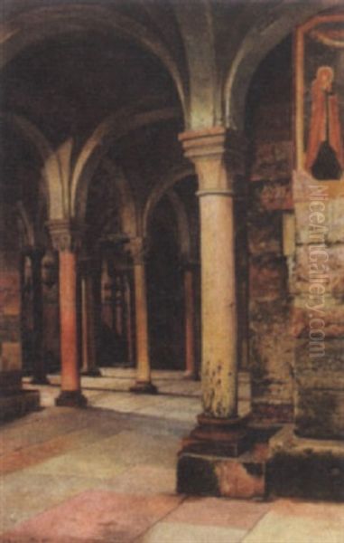 Kirkeninterior, Parti Fra St. Zeno, Verona Oil Painting by Josef Theodor Hansen