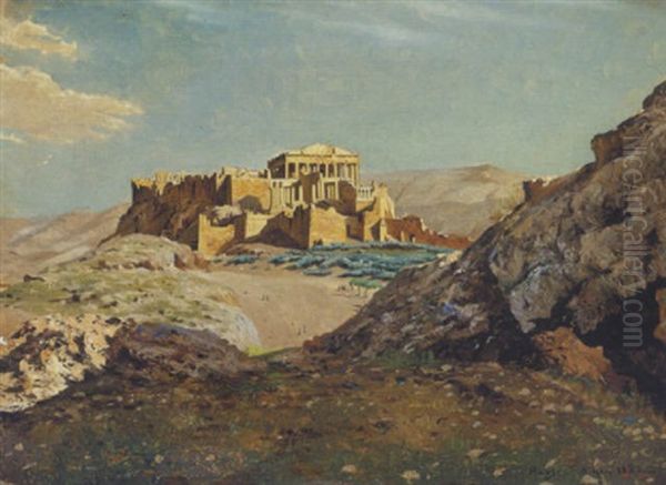 Akropolis Oil Painting by Josef Theodor Hansen