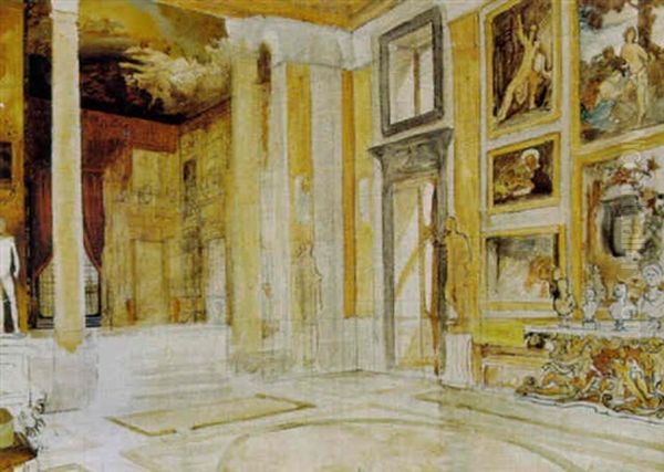 Interior Fra Palazzo Colonna, Rom Oil Painting by Josef Theodor Hansen