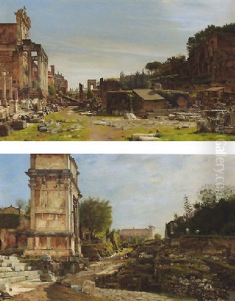 Il Foro Romano Oil Painting by Josef Theodor Hansen