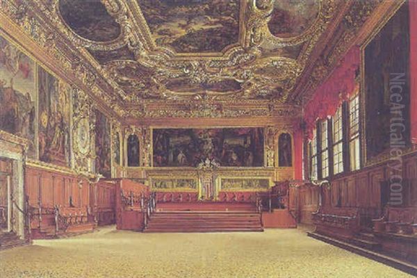 Sala Del Senata Pallazzo Ducale, Venezia Oil Painting by Josef Theodor Hansen