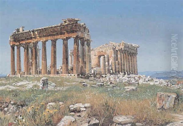 Parti Fra Akropolis Oil Painting by Josef Theodor Hansen