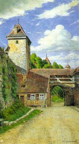 Byporten I Rothenburg Oil Painting by Josef Theodor Hansen