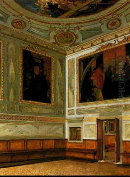 The Sala Del Antichiesetta In The Ducal Palace, Venice Oil Painting by Josef Theodor Hansen