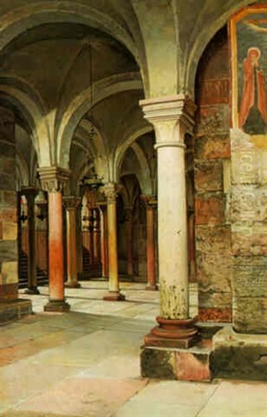 The Crypt Of The Church Of St. Zeno, Verona Oil Painting by Josef Theodor Hansen