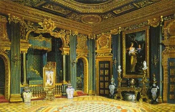 The King's Bedchamber At Drottingholm Oil Painting by Josef Theodor Hansen