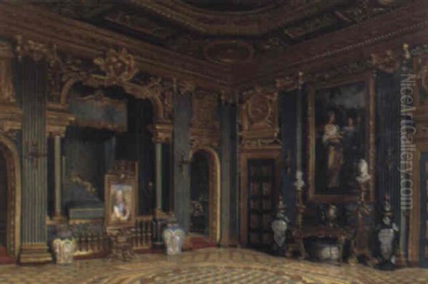 Gustav Iii'ss Bedroom, Drottningholm Oil Painting by Josef Theodor Hansen