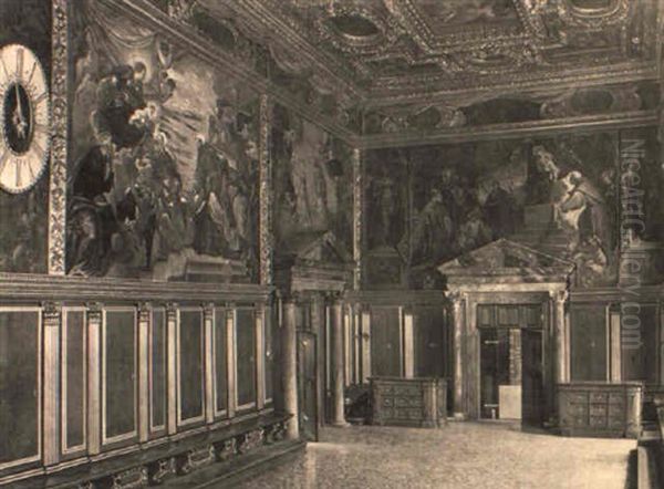 Sala Del Cellegio Di Palazzo Ducale A Venezia Oil Painting by Josef Theodor Hansen