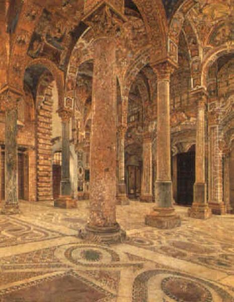 Interior Fra Kirken La Martorana, Palermo Oil Painting by Josef Theodor Hansen