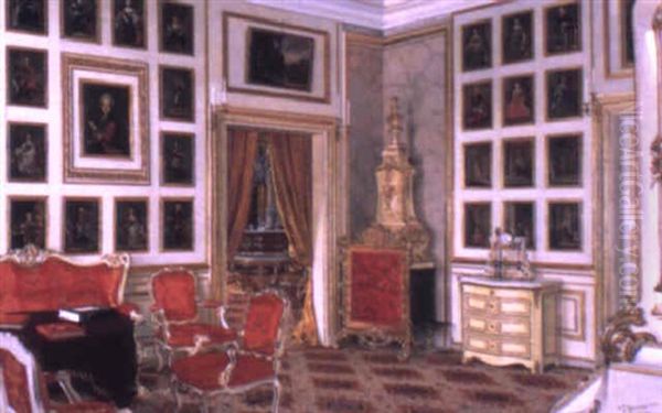 Interior Of A Drawing Room Oil Painting by Josef Theodor Hansen