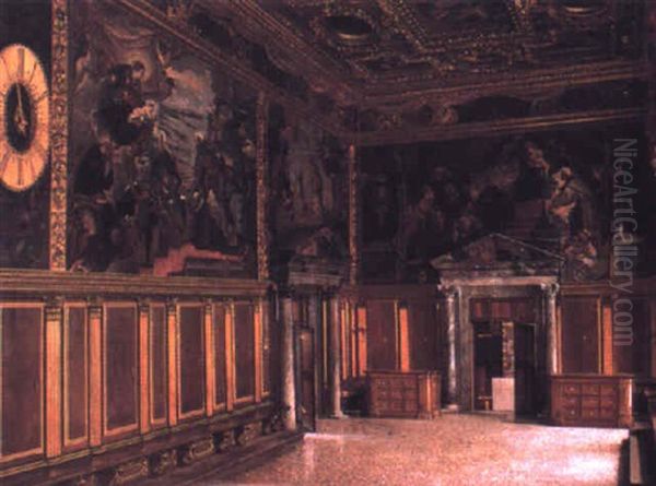 Sala Del Collegio, Palazzo Ducale, Venezia Oil Painting by Josef Theodor Hansen