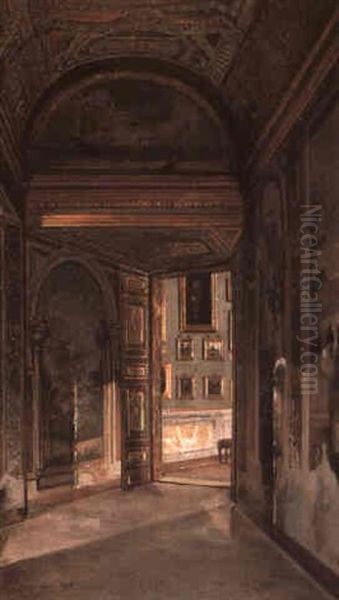 Interior Of The Palazzo Borghese, Rome Oil Painting by Josef Theodor Hansen