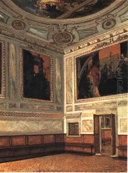 Interior Fra Sala Dei Antiquesetta I Palazzo Ducale, Venedig by Josef Theodor Hansen