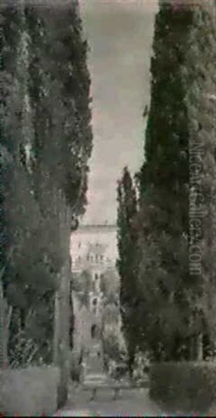 Fra Villa D'estes Have I Tivoli Oil Painting by Josef Theodor Hansen