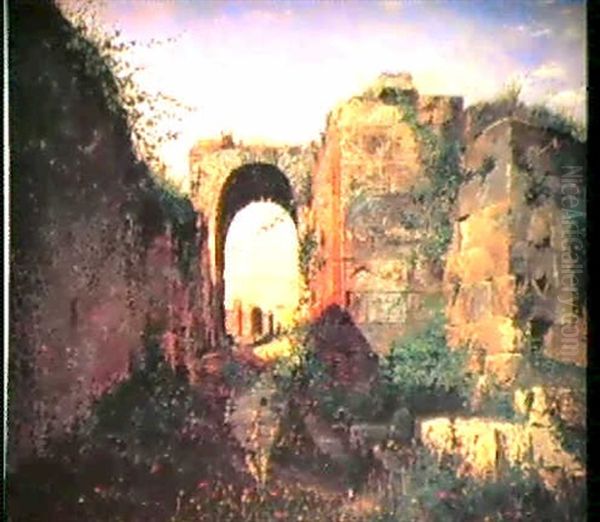 Ruins At Pompeii Oil Painting by Josef Theodor Hansen