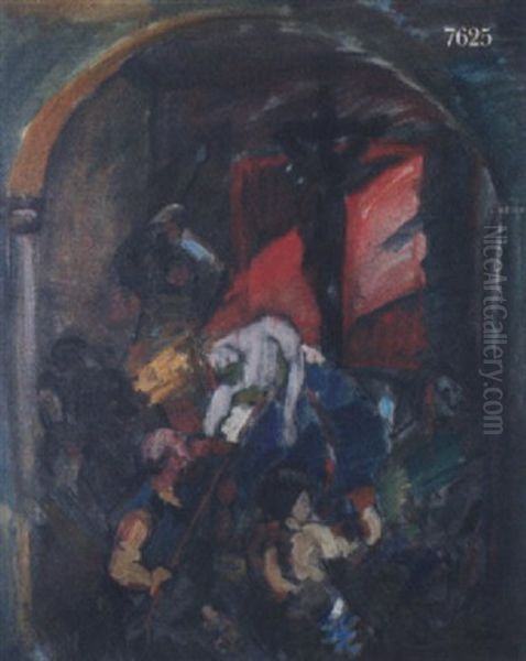 Knud Den Hellige I Albani Kirke Oil Painting by Niels Hansen