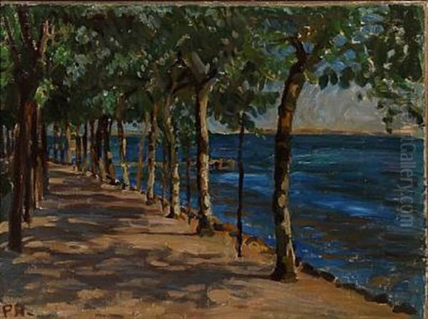 A Road Along The Coast Oil Painting by Peter Marius Hansen