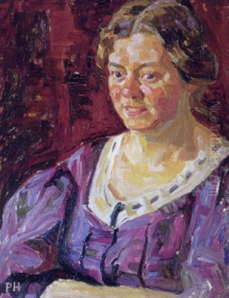 Portraet Af Fru Elisa Hansen, Fodt Nechelmann, Kunstnerens Hustru Oil Painting by Peter Marius Hansen