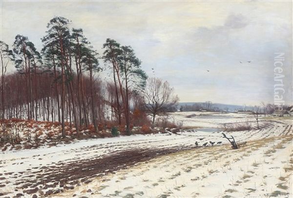 Winter Scenery From Rudersdal Oil Painting by Sigvard Marius Hansen