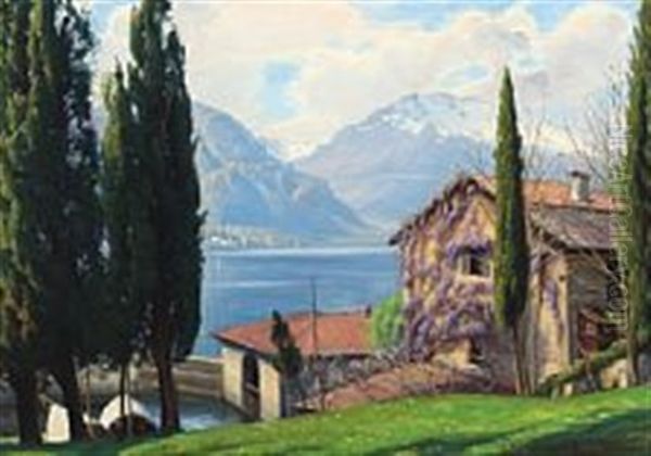 Largo Di Como Oil Painting by Sigvard Marius Hansen