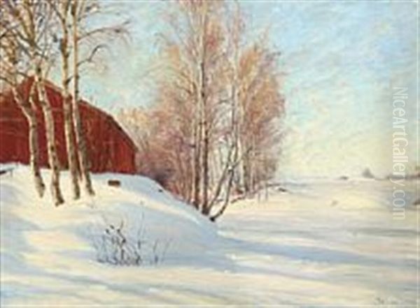 Winterscape Oil Painting by Sigvard Marius Hansen