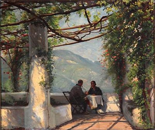 From A Pergola In Ravello, Italy Oil Painting by Sigvard Marius Hansen