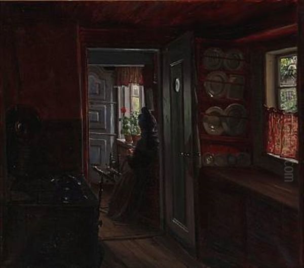 Interior From Fano Island, Denmark Oil Painting by Sigvard Marius Hansen