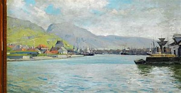 Harbour Scene From Bergen by Sigvard Marius Hansen