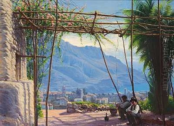 Udsigt Over Ravello Fra Klosteret St. Cataldo Oil Painting by Sigvard Marius Hansen