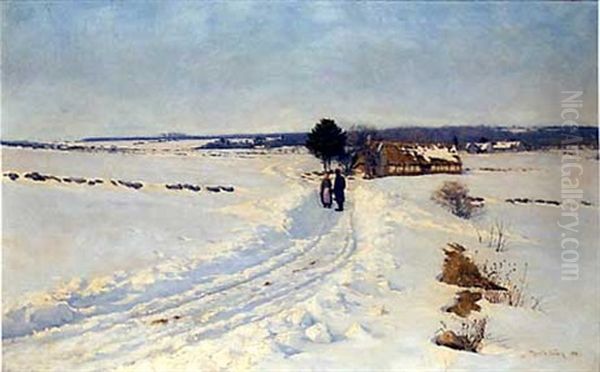 A Winter Morning Oil Painting by Sigvard Marius Hansen