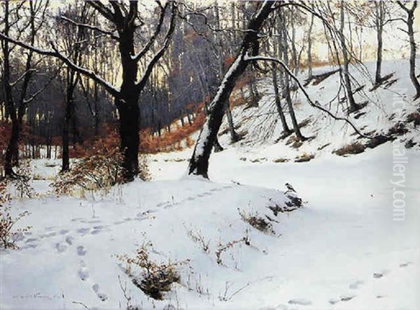 Winter Landscape Oil Painting by Sigvard Marius Hansen