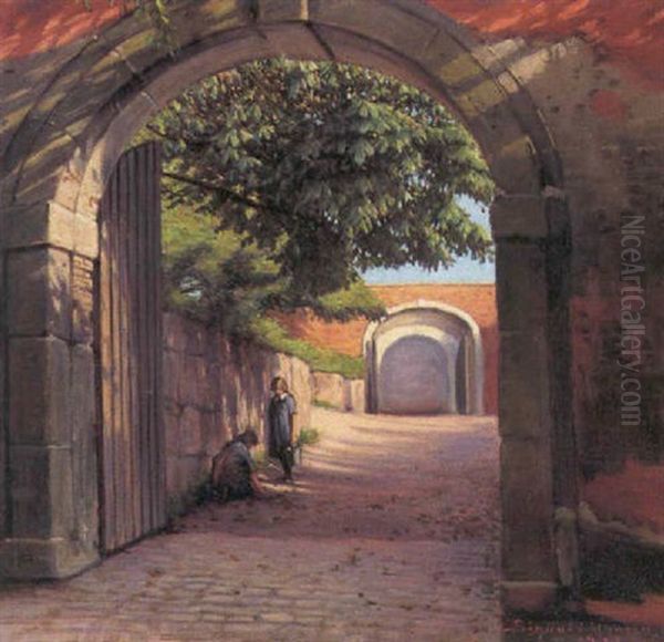 Portal Ved Kronborg Oil Painting by Sigvard Marius Hansen