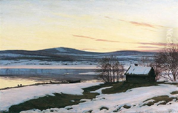 Vinterdag I Dalarna Oil Painting by Sigvard Marius Hansen