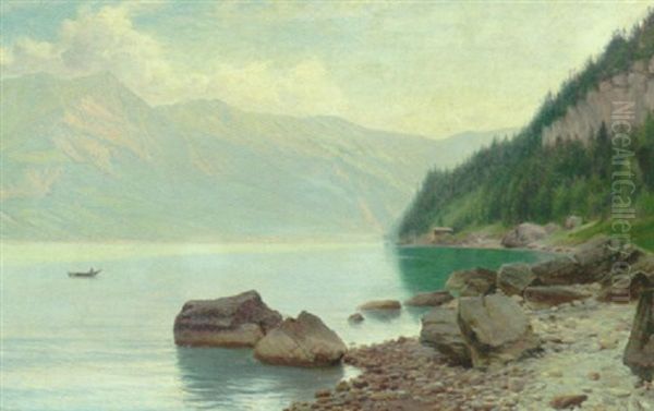 Norsk Fjordparti Oil Painting by Sigvard Marius Hansen